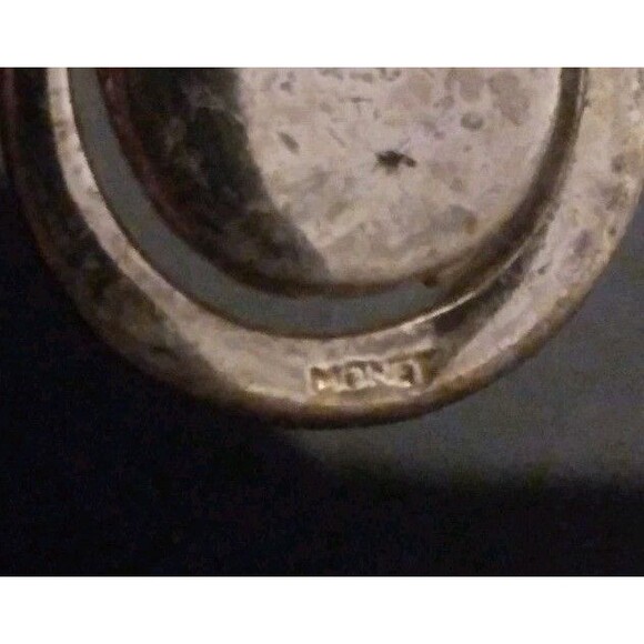 Vintage Monet Teardrop Dangle silvertone/goldtone earrings - Picture 4 of 4